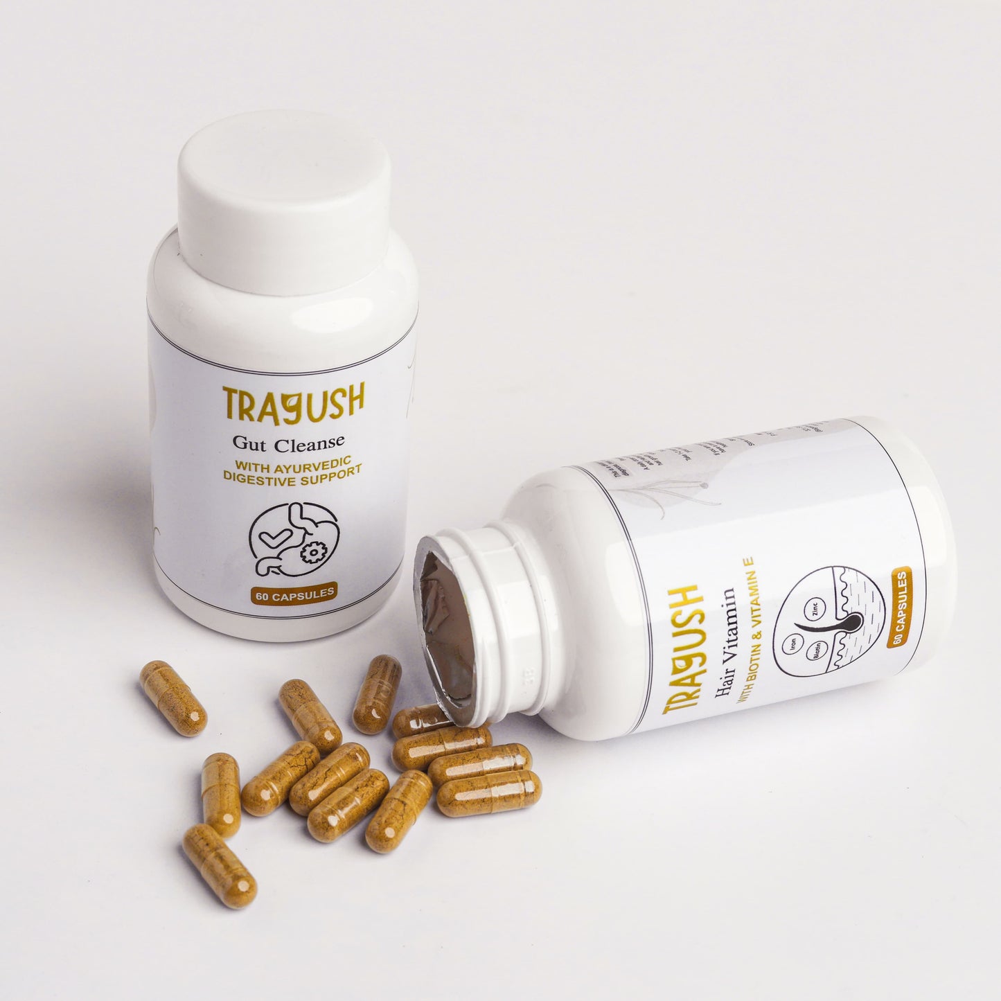 TRAYUSH supplement bottle with capsules on a white background